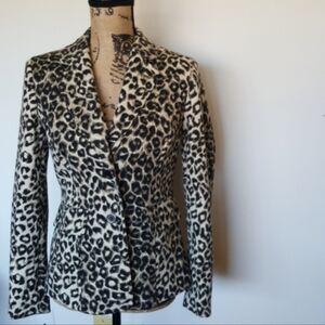 NWT Jones New York Leopard Print Buttoned Blazer Suit Jacket Sz 2